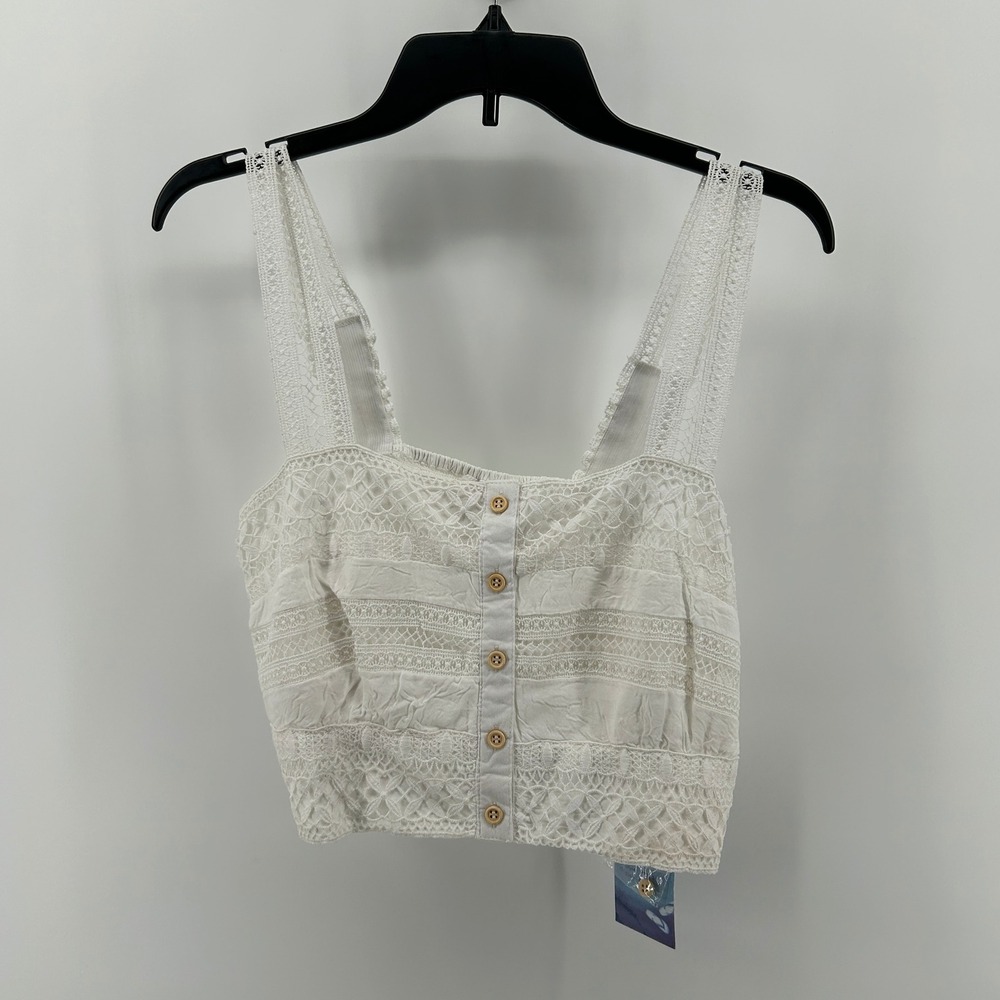 Goa Beachwear by Japna White Lace Crochet Crop Top‎ XL NWT Boho Festival Coastal